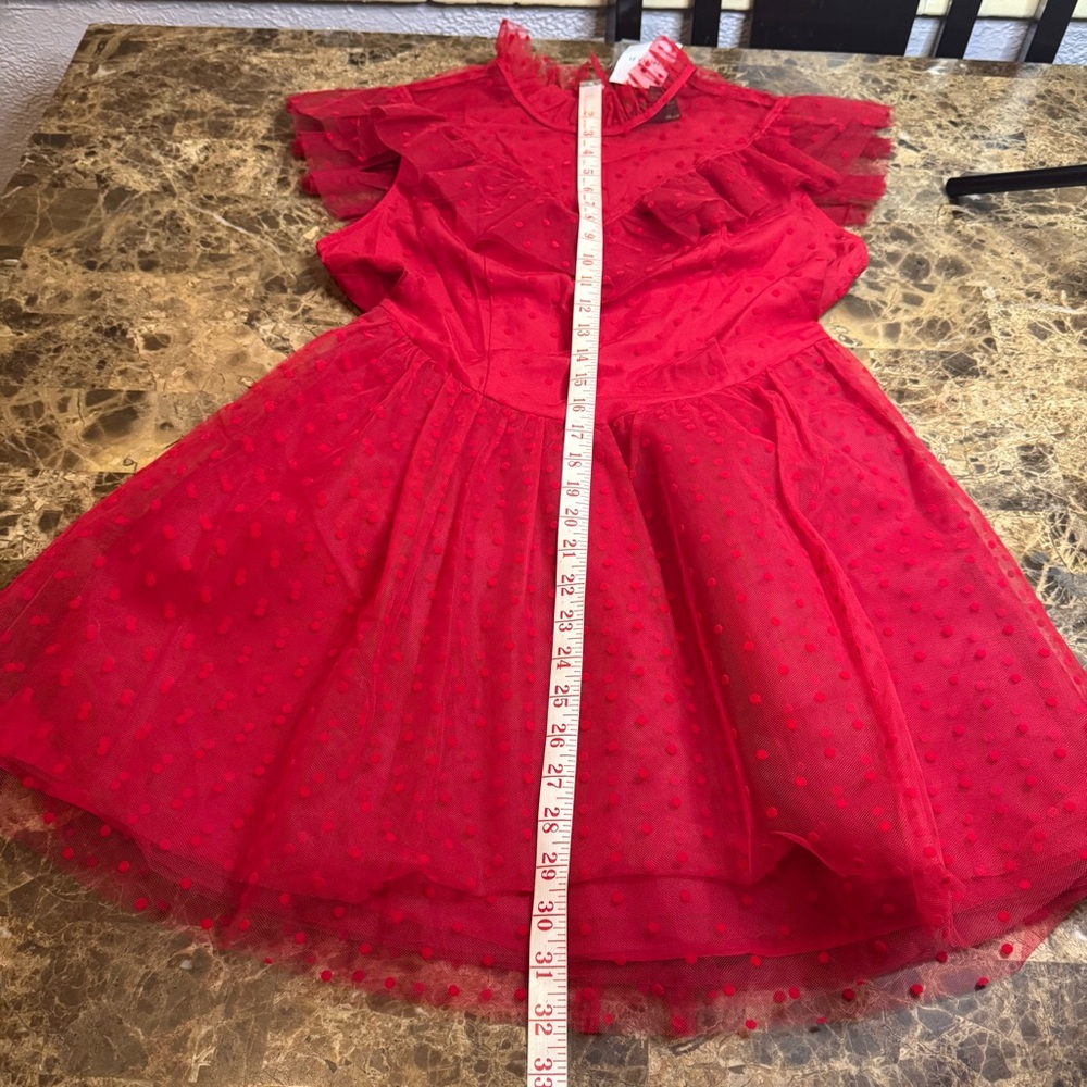 Forever 21 Red Fit and Flare Dress with Flutter Sleeves for Prom - Picture 4 of 11